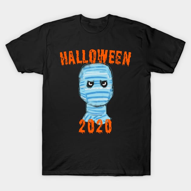 Halloween 2020 Mummy Face Mask T-Shirt by okpinsArtDesign